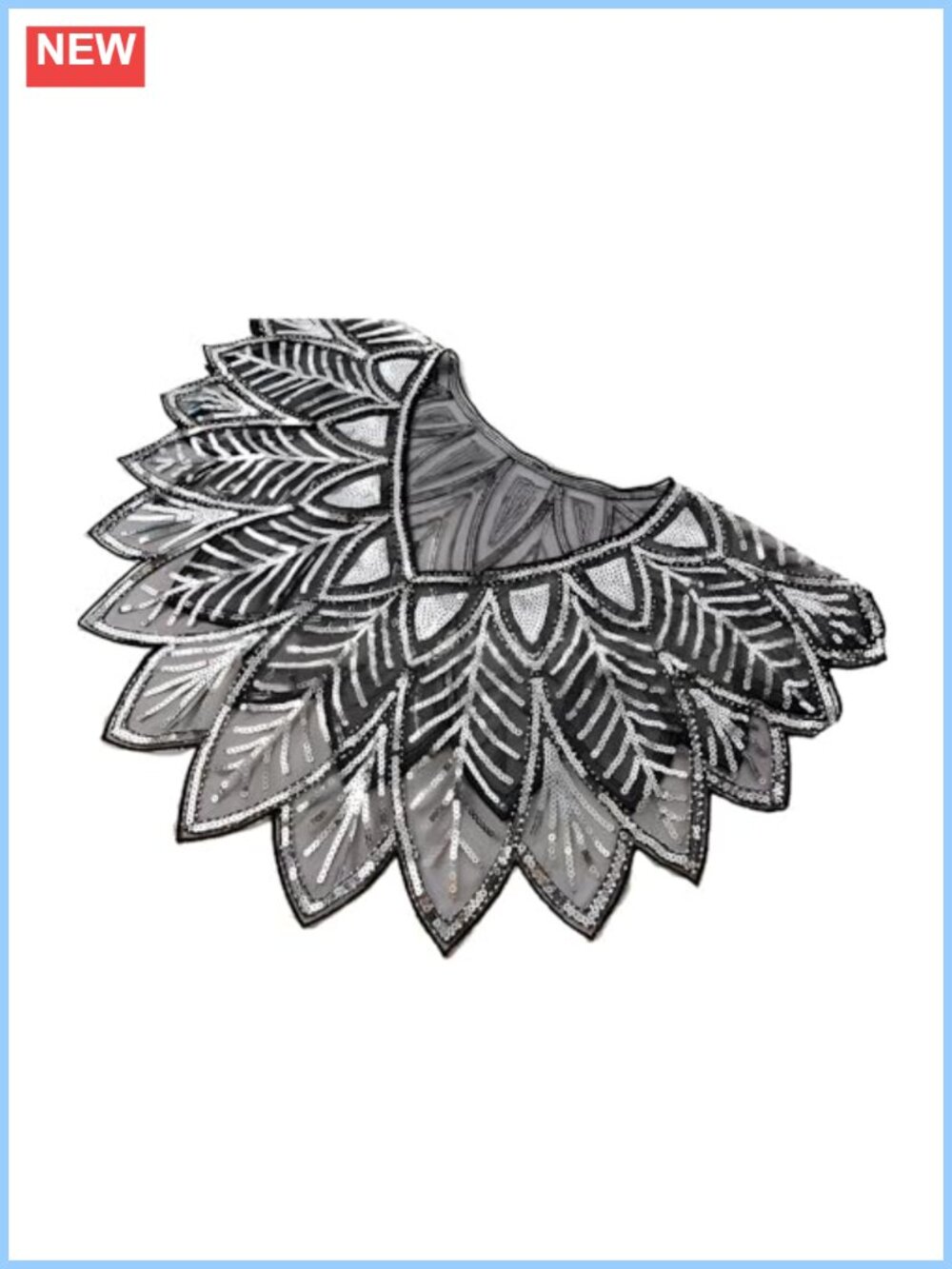 Sequins Leaf Lace Flapper Shawl Wraps Vintage Beaded Evening Cape Poncho